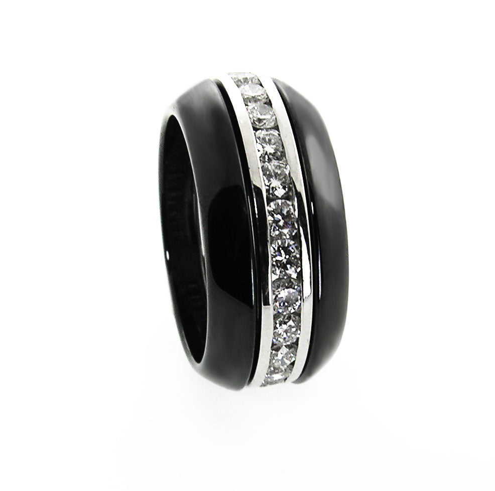 Black Gem Ceramic Wedge Band 3mm