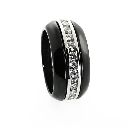 Black Gem Ceramic Wedge Band 3mm