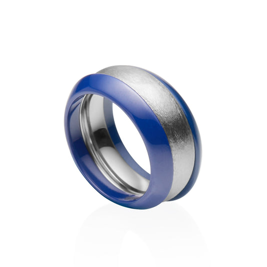 Blue Gem Ceramic Wedge Band 3mm