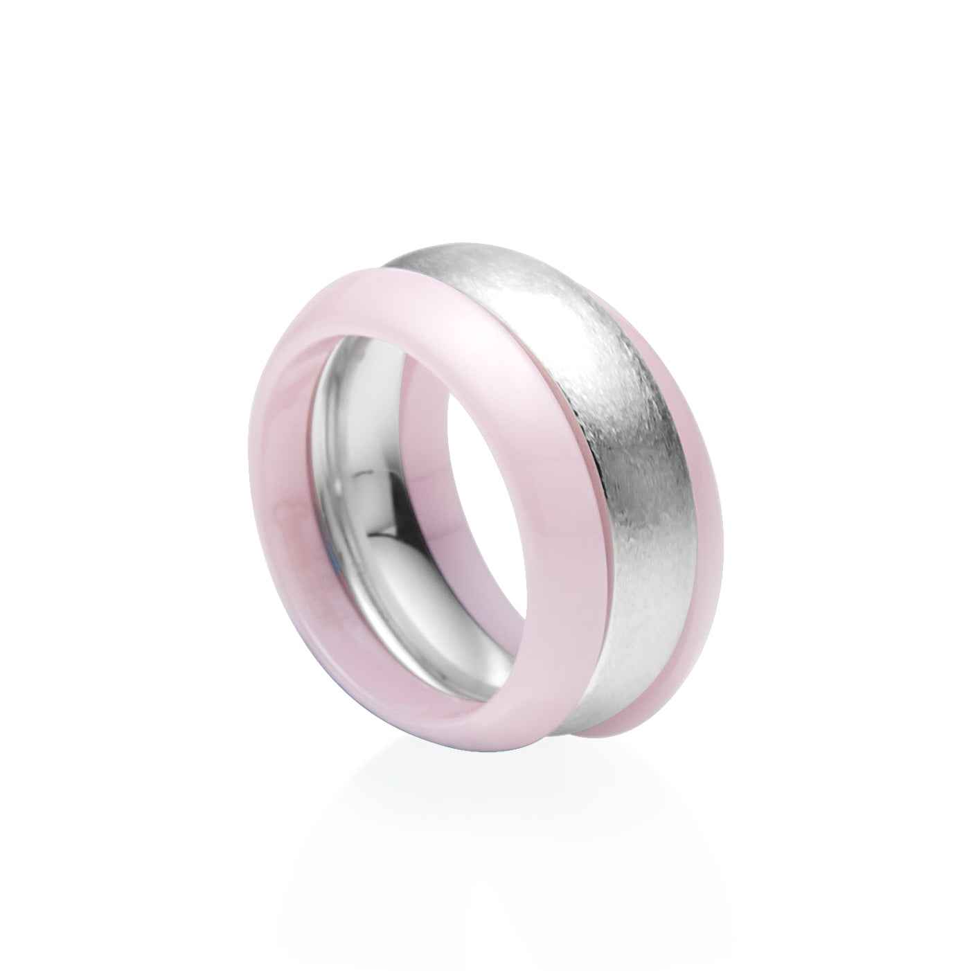 Pink Gem Ceramic Wedge Band 3mm