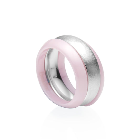 Pink Gem Ceramic Wedge Band 3mm