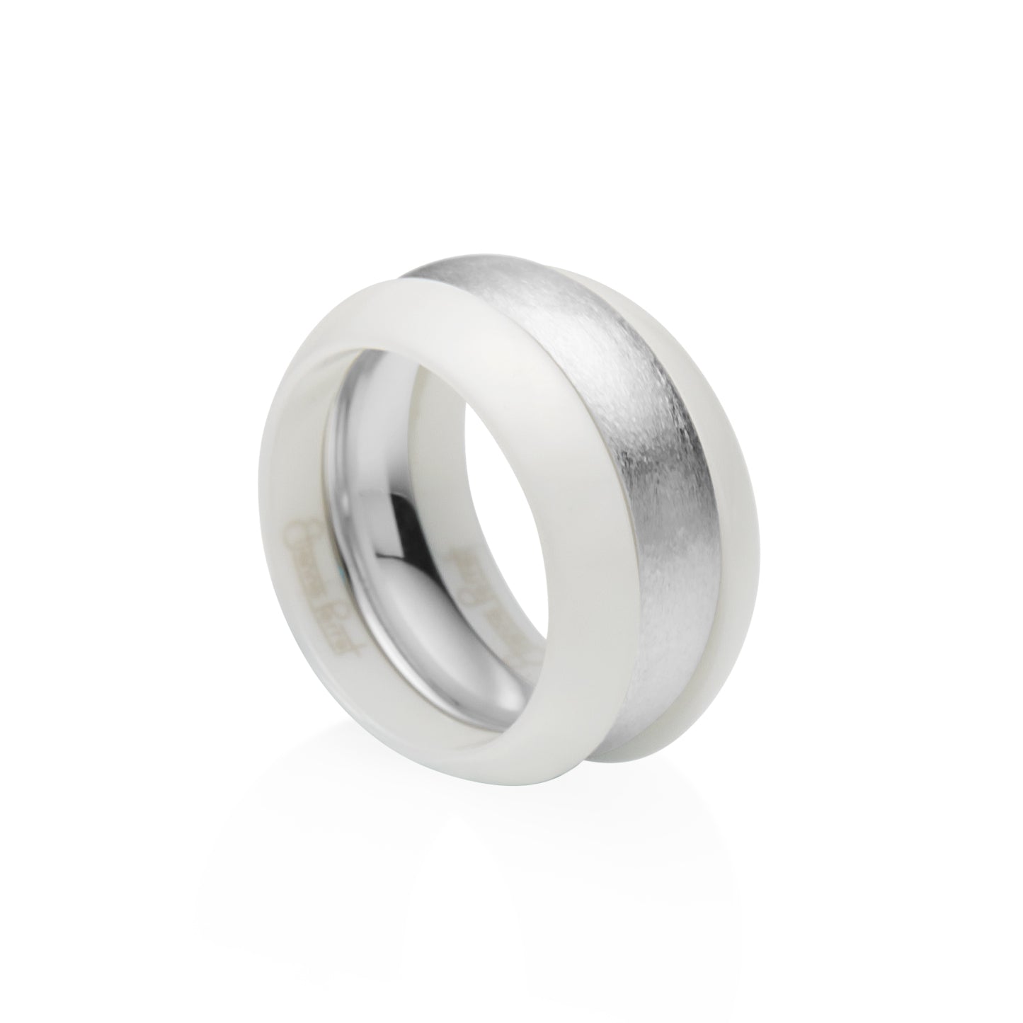 White Gem Ceramic Wedge Band 3mm