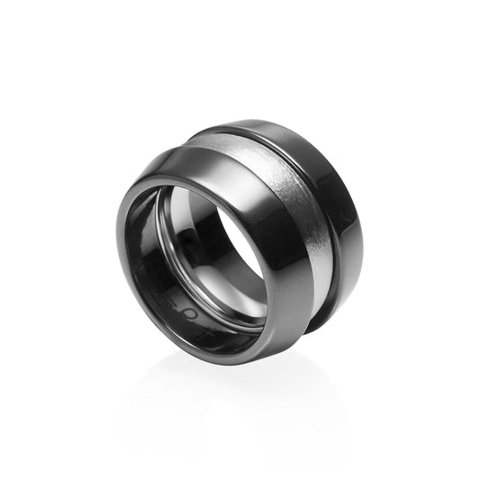 Black Gem Ceramic Wedge Band 5mm