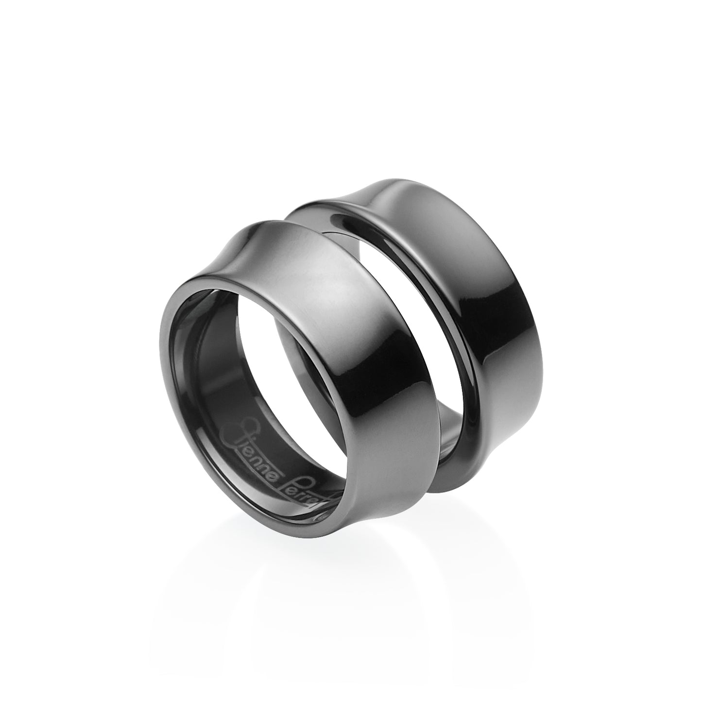 Black Gem Ceramic Wedge Band 7mm