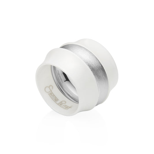 White Gem Ceramic Wedge Band 7mm