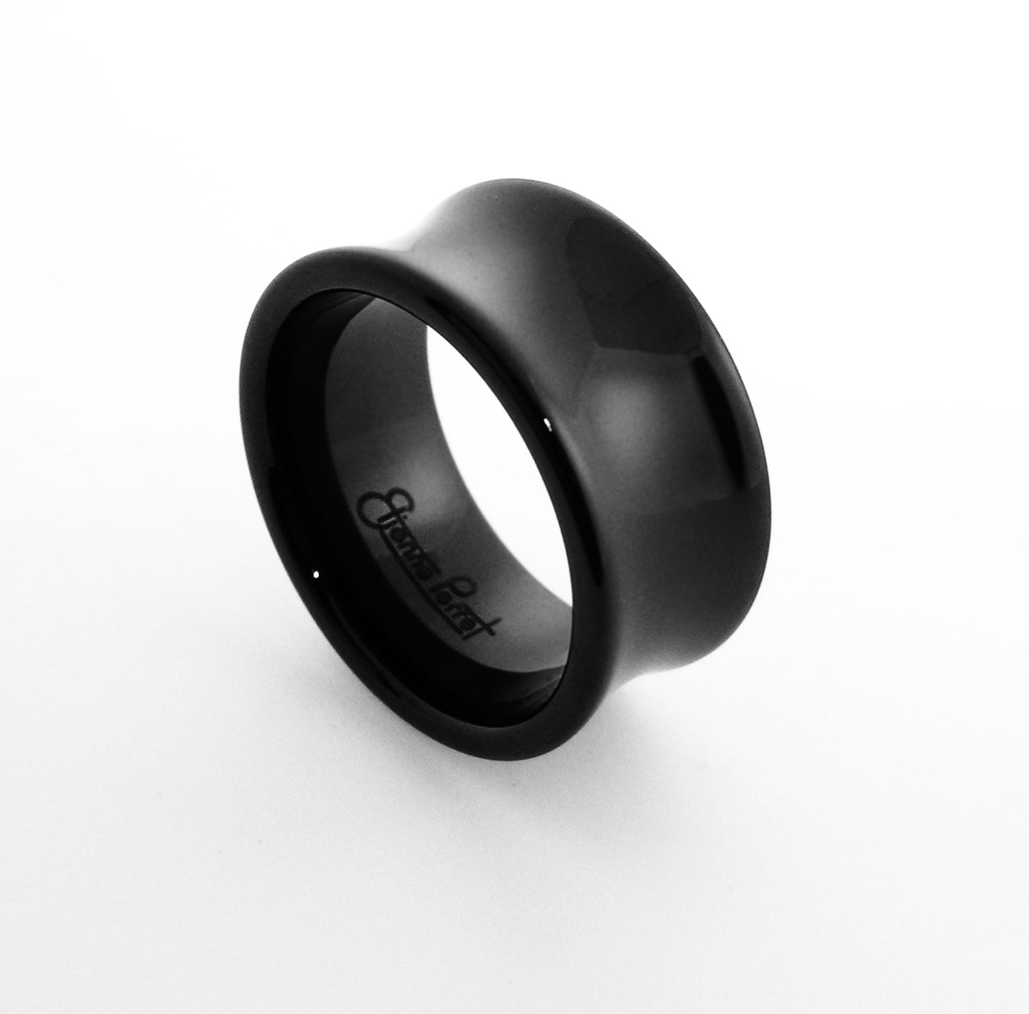 Black Gem Ceramic Concave Band 10mm