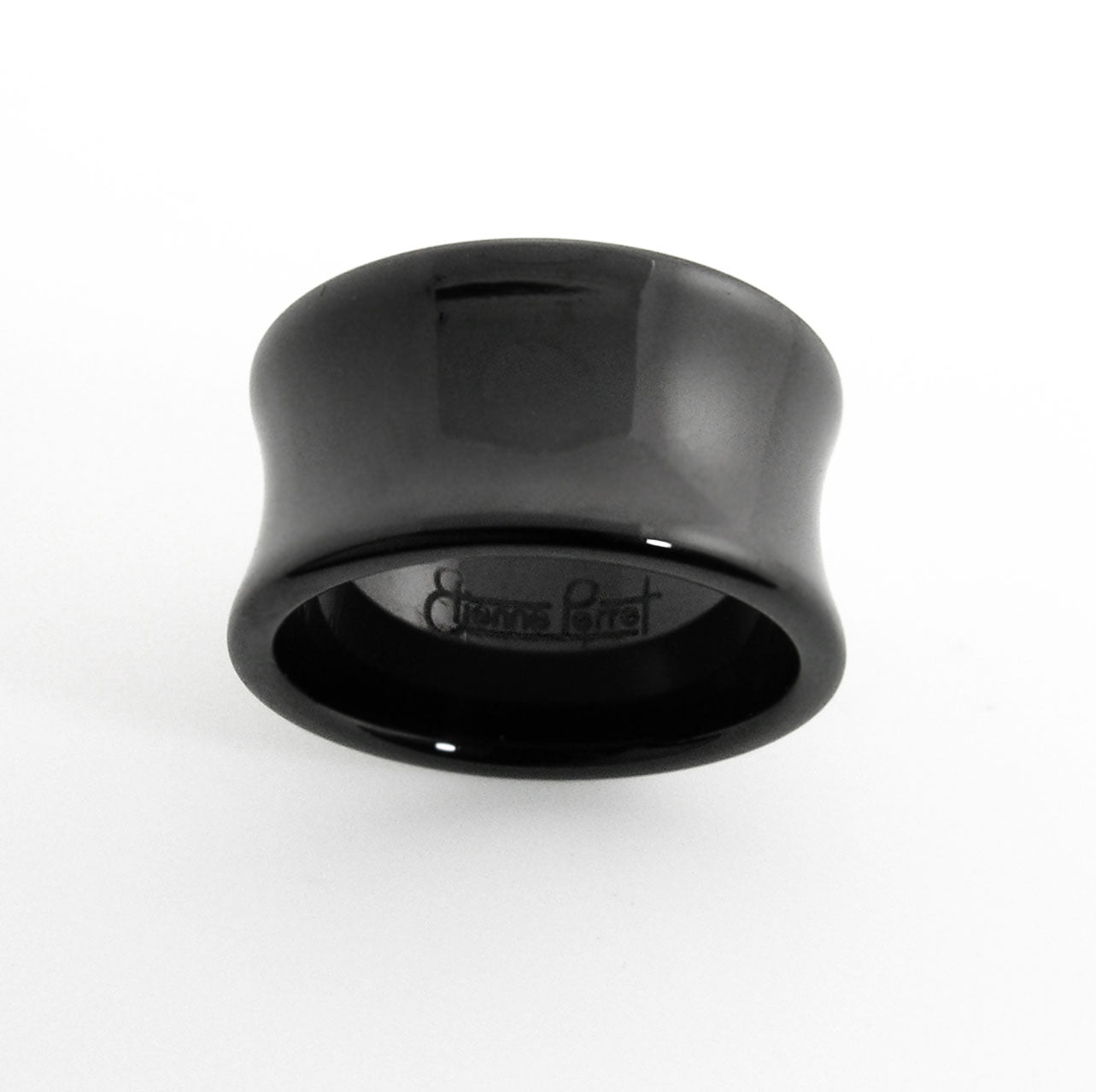 Black Gem Ceramic Concave Band 12mm