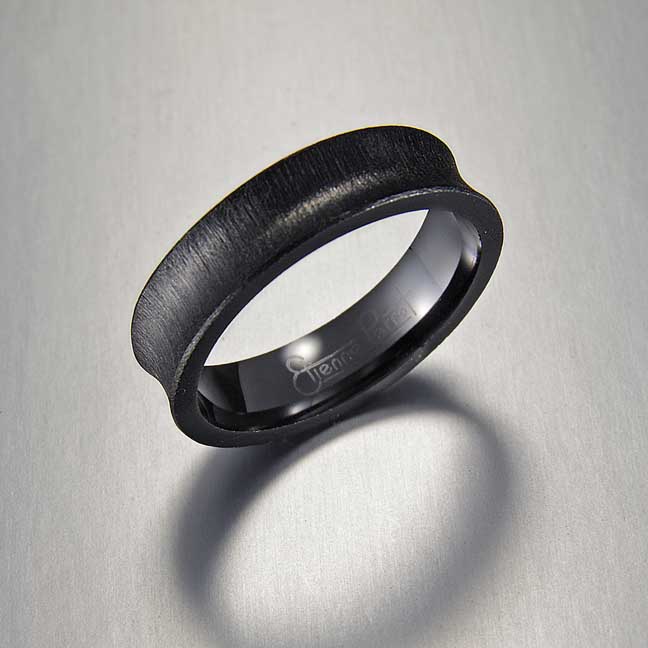 Black Gem Ceramic Concave Band 6mm