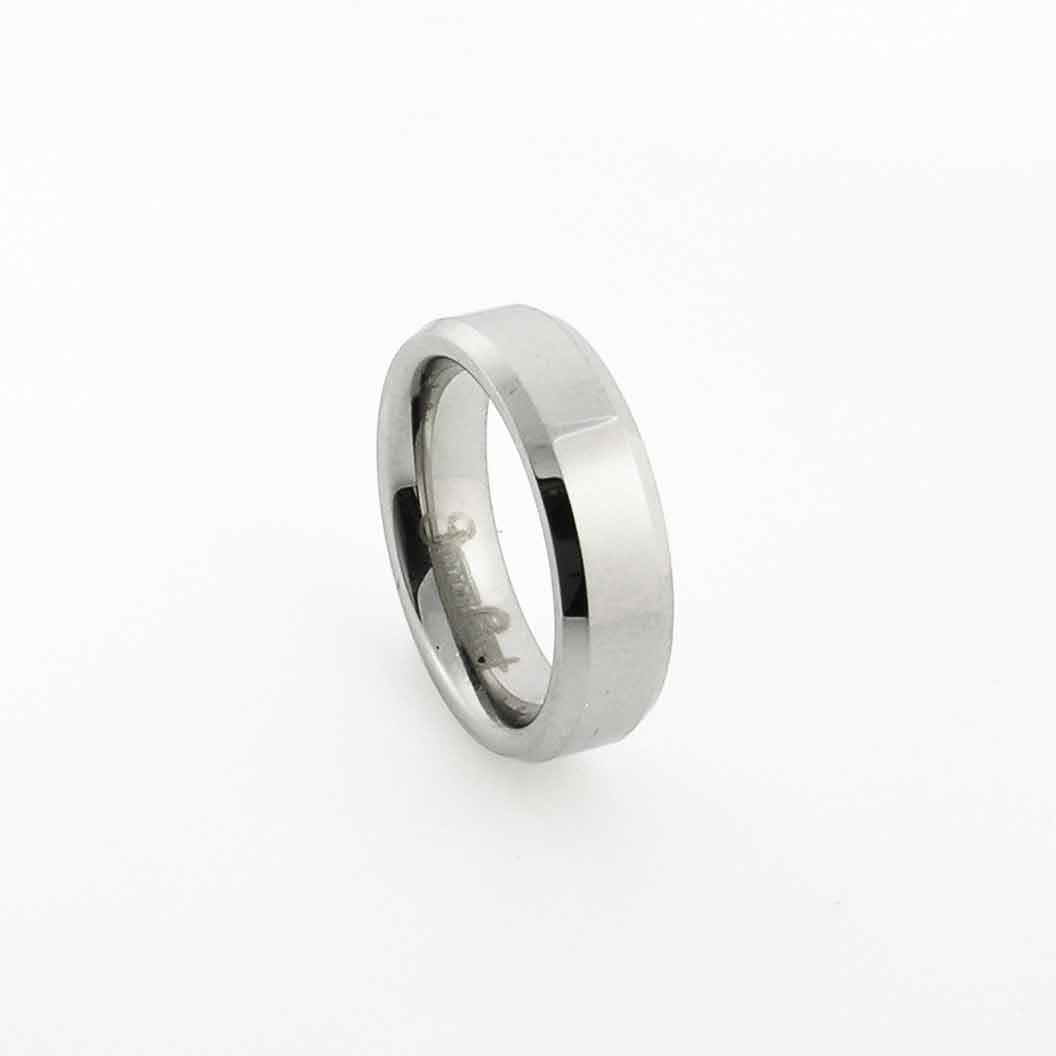 Cobalt Chrome Gem Ceramic Bevel Edge Band 6mm