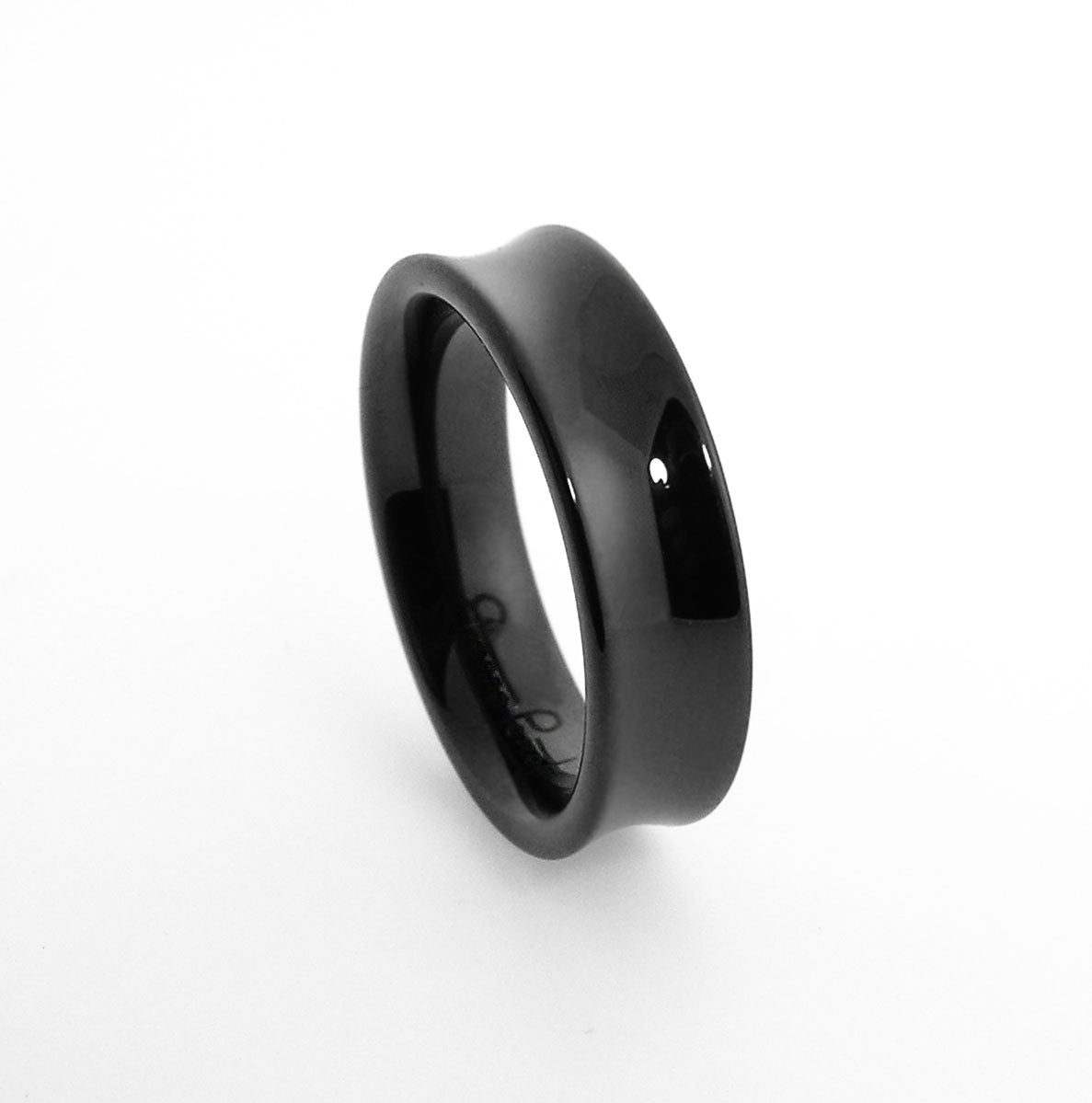 Black Gem Ceramic Concave Band 6mm
