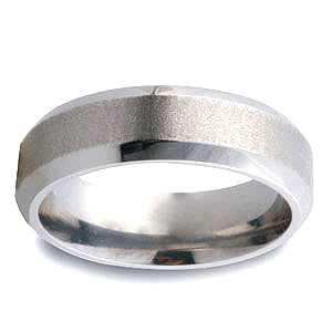 Cobalt Chrome Gem Ceramic Bevel Edge Band 6mm