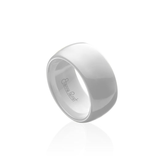 White Gem Ceramic Dome Band 12mm