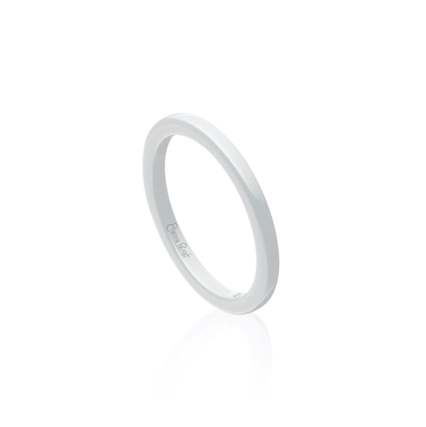 White Gem Ceramic Dome Band 2mm