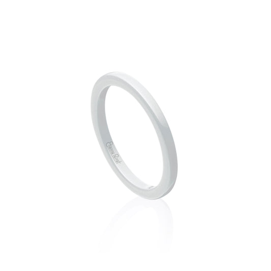 White Gem Ceramic Dome Band 2mm