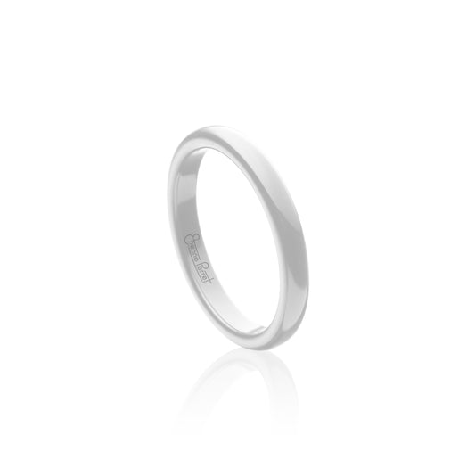 White Gem Ceramic Dome Band 3mm