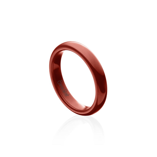 Red Gem Ceramic Dome Band 4mm