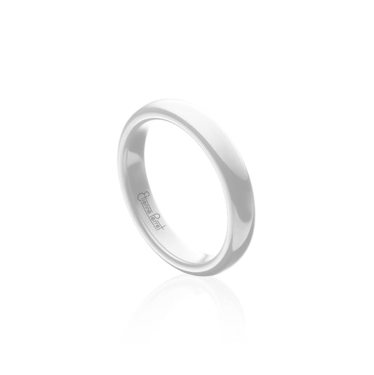 White Gem Ceramic Dome Band 4mm