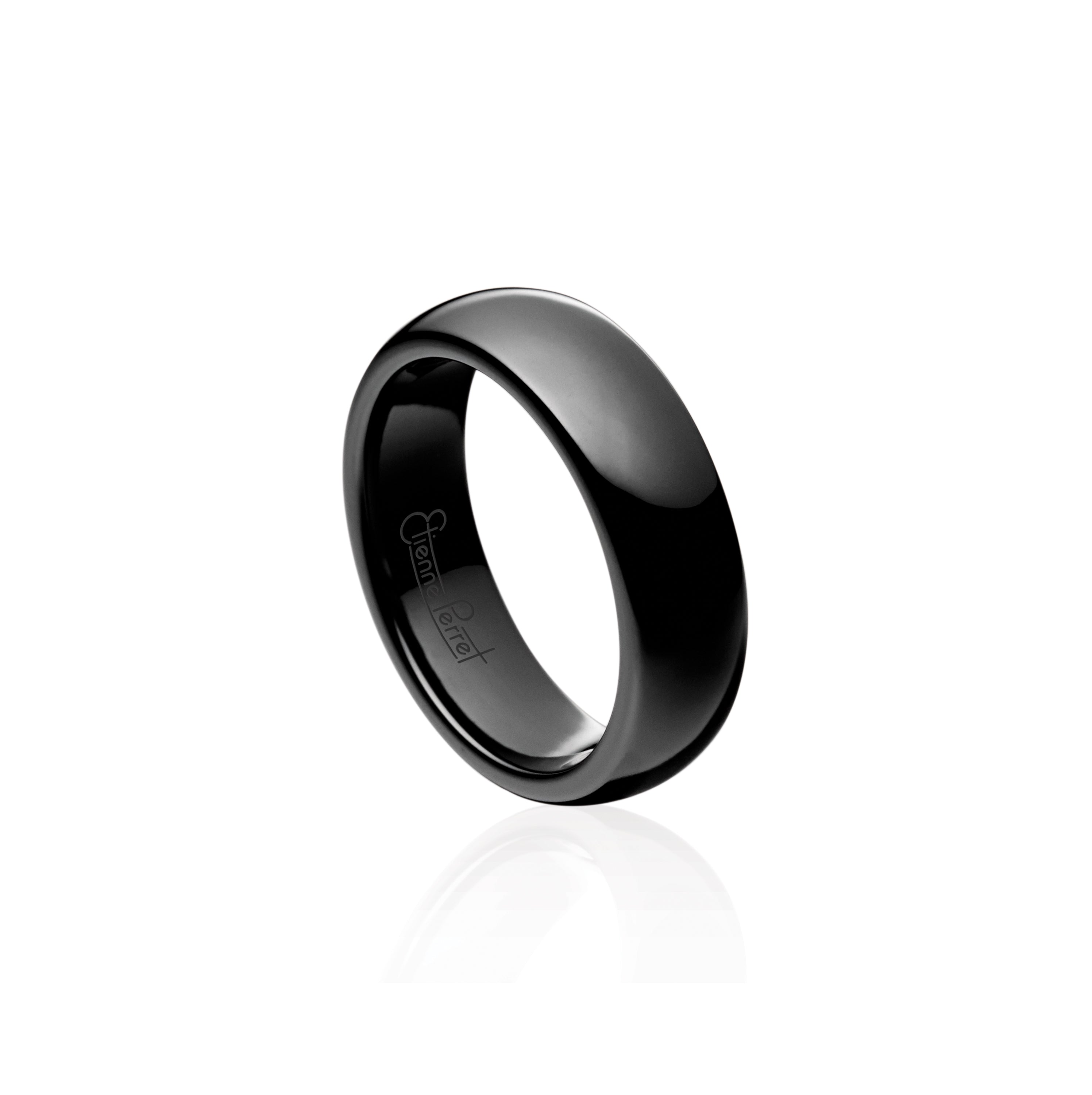 Black Gem Ceramic Dome Band 6mm – Etienne Perret - Main Image