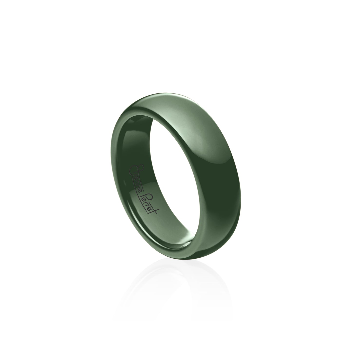 Green Gem Ceramic Dome Band 6mm
