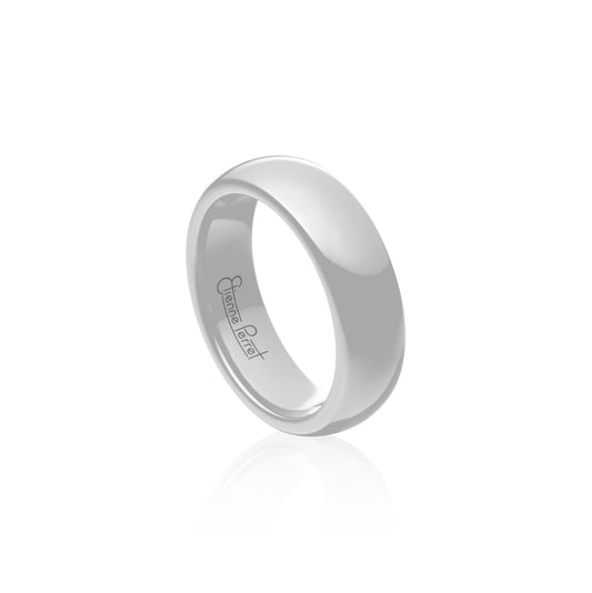 White Gem Ceramic Dome Band 6mm