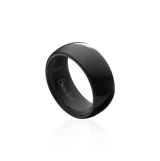 Black Gem Ceramic Dome Band 8mm