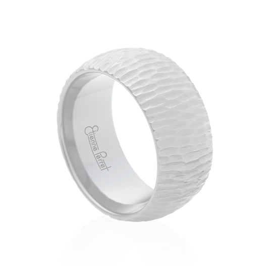 White Gem Ceramic Bark Band 10mm
