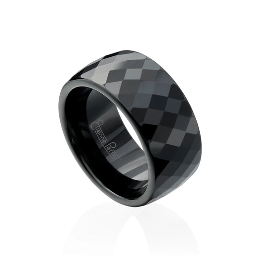 Black Gem Ceramic Faceted Band 10mm