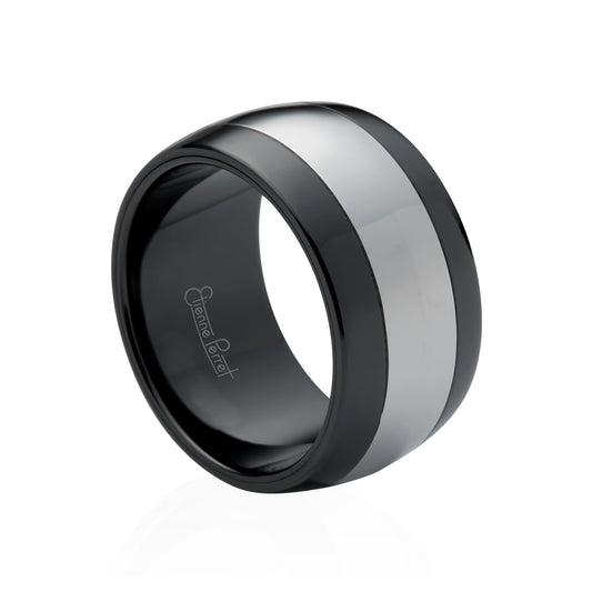 Black Gem Ceramic with Cobalt Chrome Inlay Band 12mm