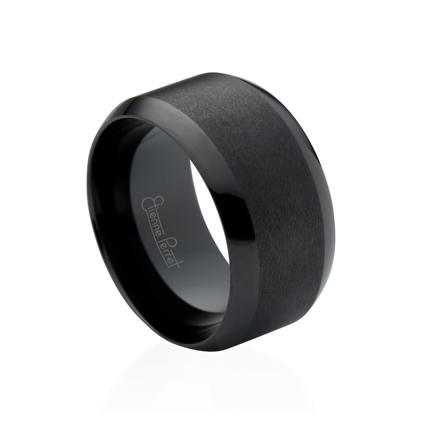 Black Gem Ceramic Bevel Band 12mm