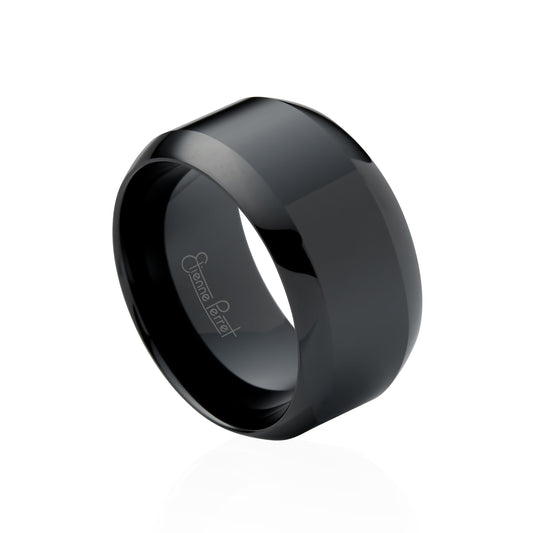 Black Gem Ceramic Bevel Band 12mm