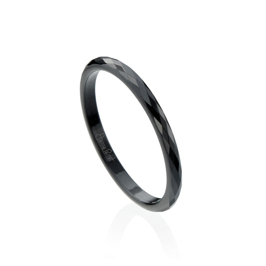 Black Gem Ceramic Faceted Band 2mm