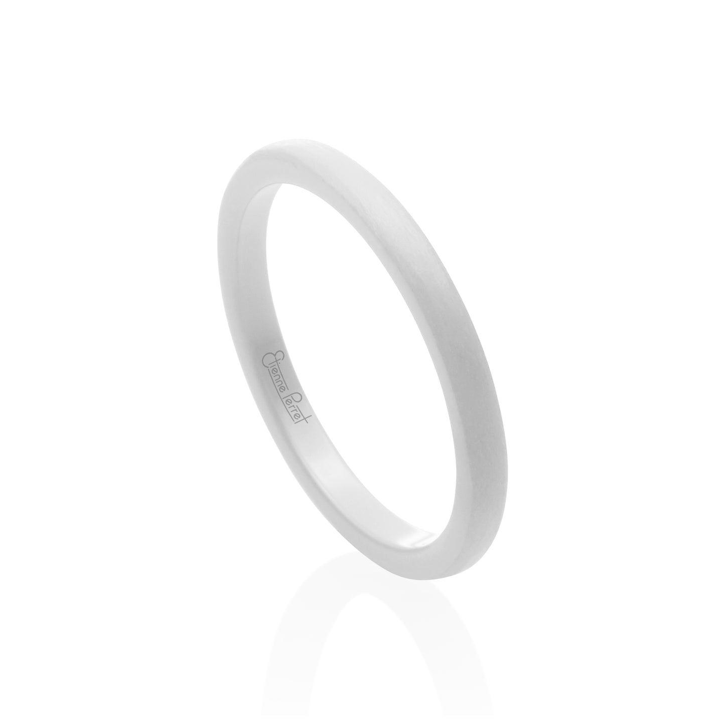 White Gem Ceramic Dome Band 2mm
