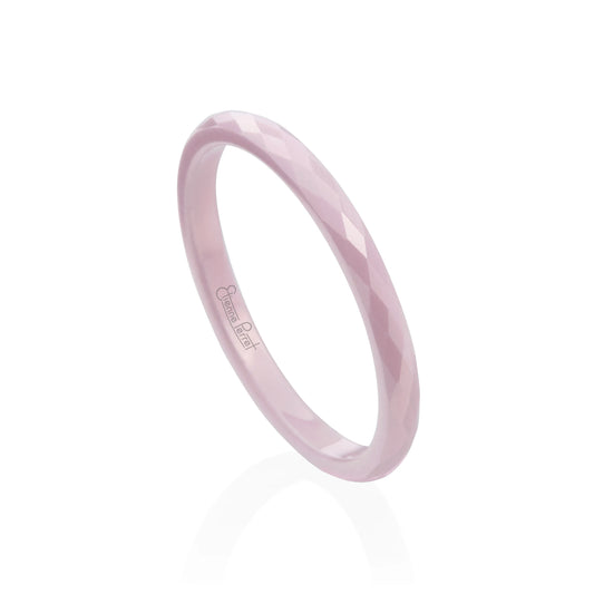 Pink Gem Ceramic Faceted Band 2mm