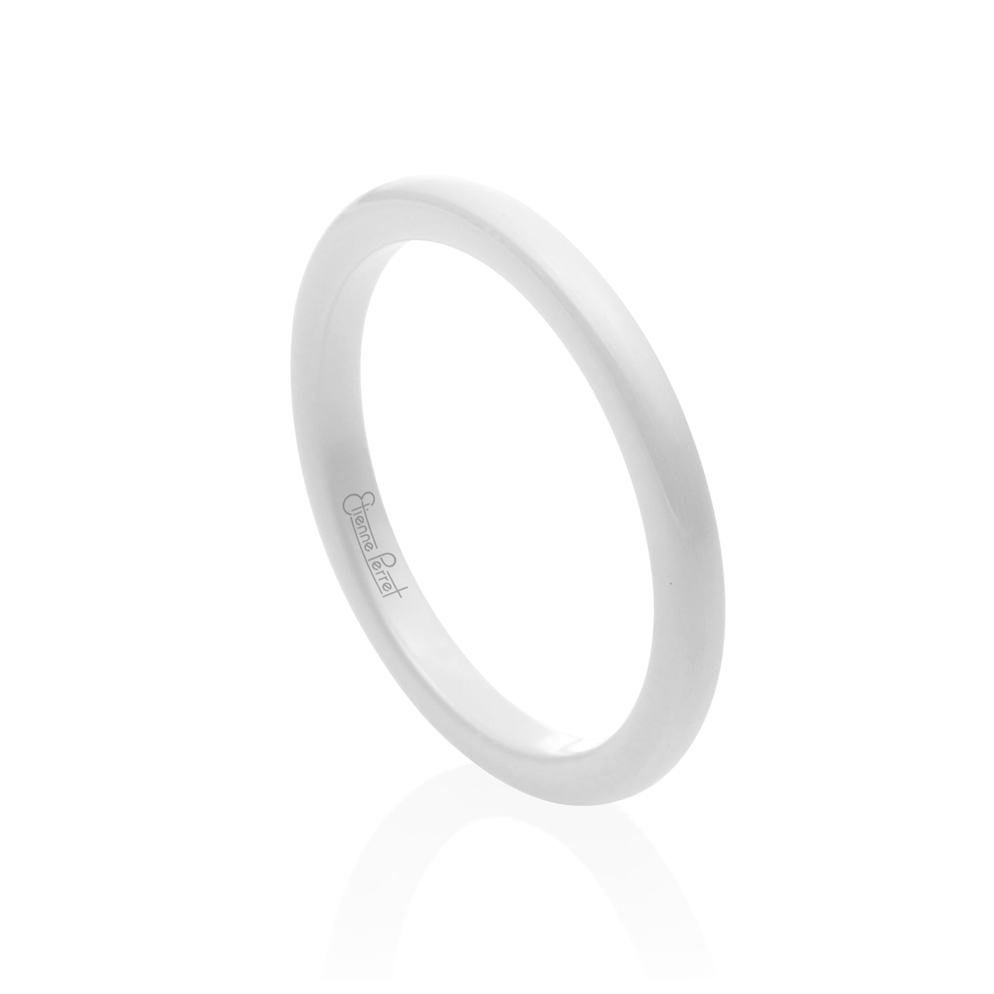 White Gem Ceramic Dome Band 2mm