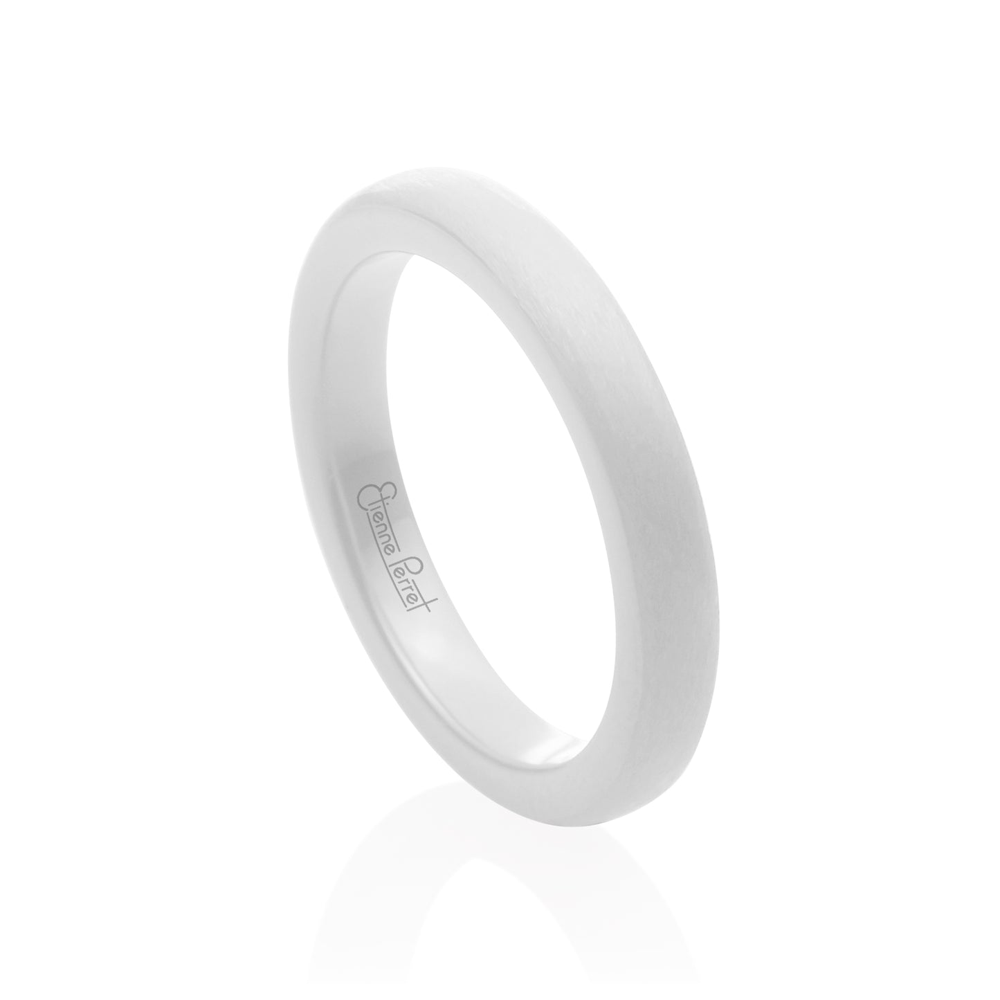 White Gem Ceramic Dome Band 3mm