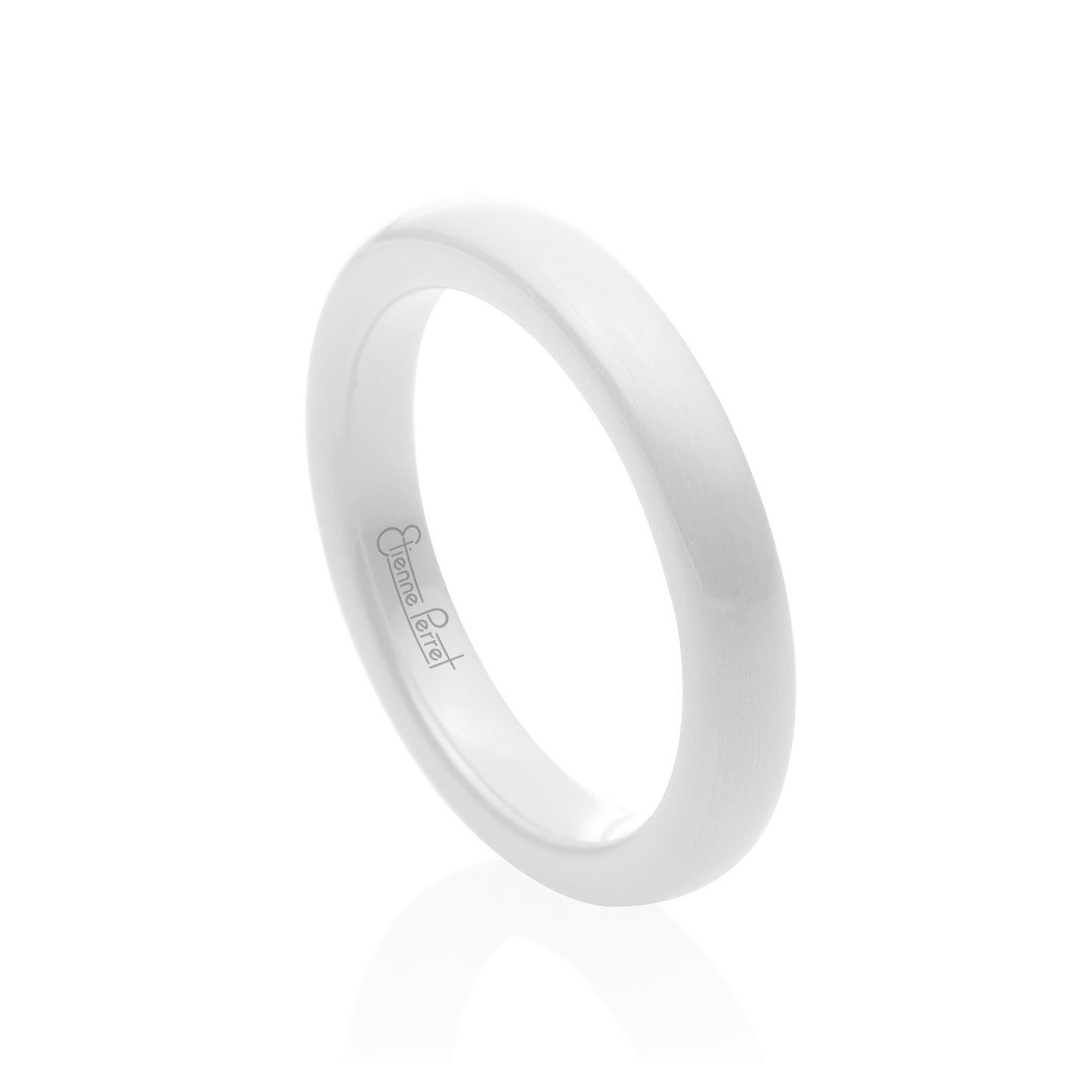 White Gem Ceramic Dome Band 3mm