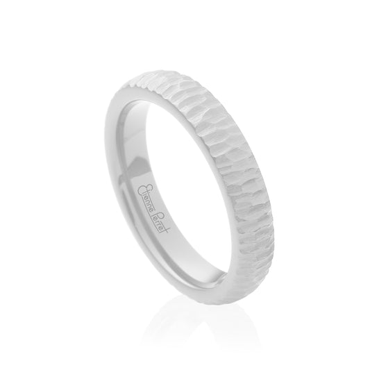 White Gem Ceramic Bark Band 4mm