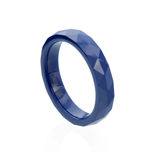 Blue Gem Ceramic Faceted Band 4mm