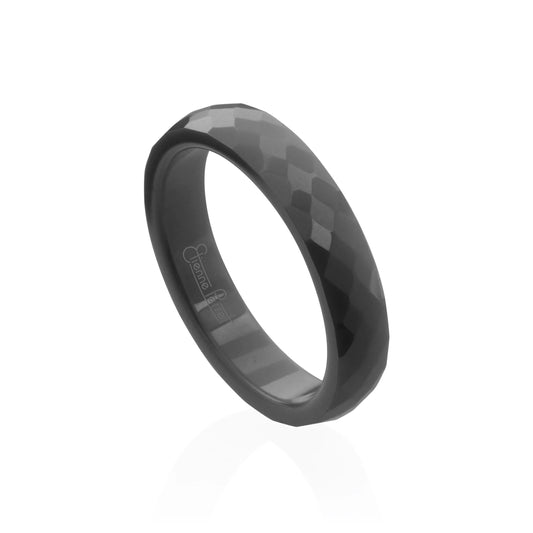 Black Gem Ceramic Faceted Band 4mm