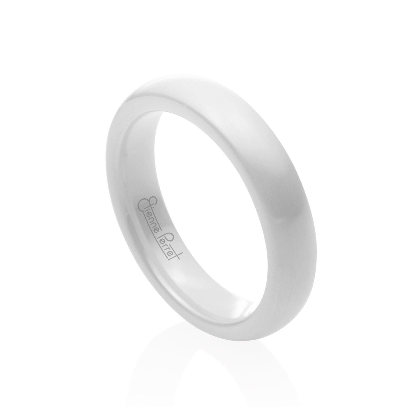 White Gem Ceramic Dome Band 4mm