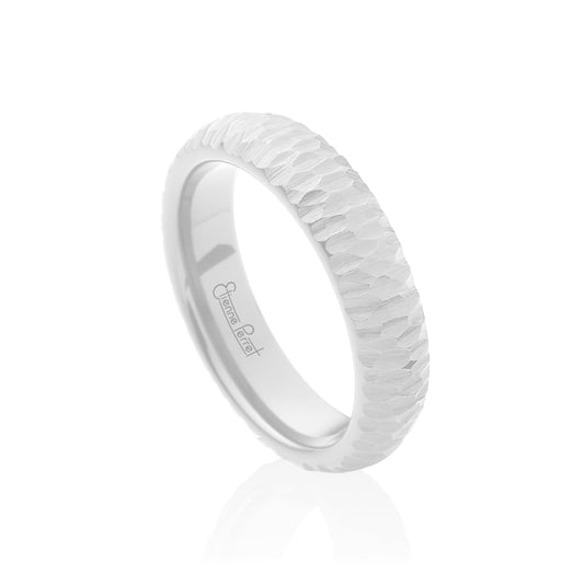 White Gem Ceramic Bark Band 5mm