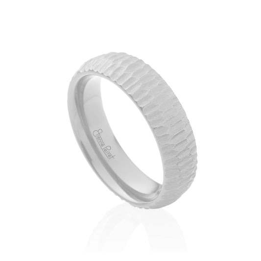 White Gem Ceramic Bark Band 6mm