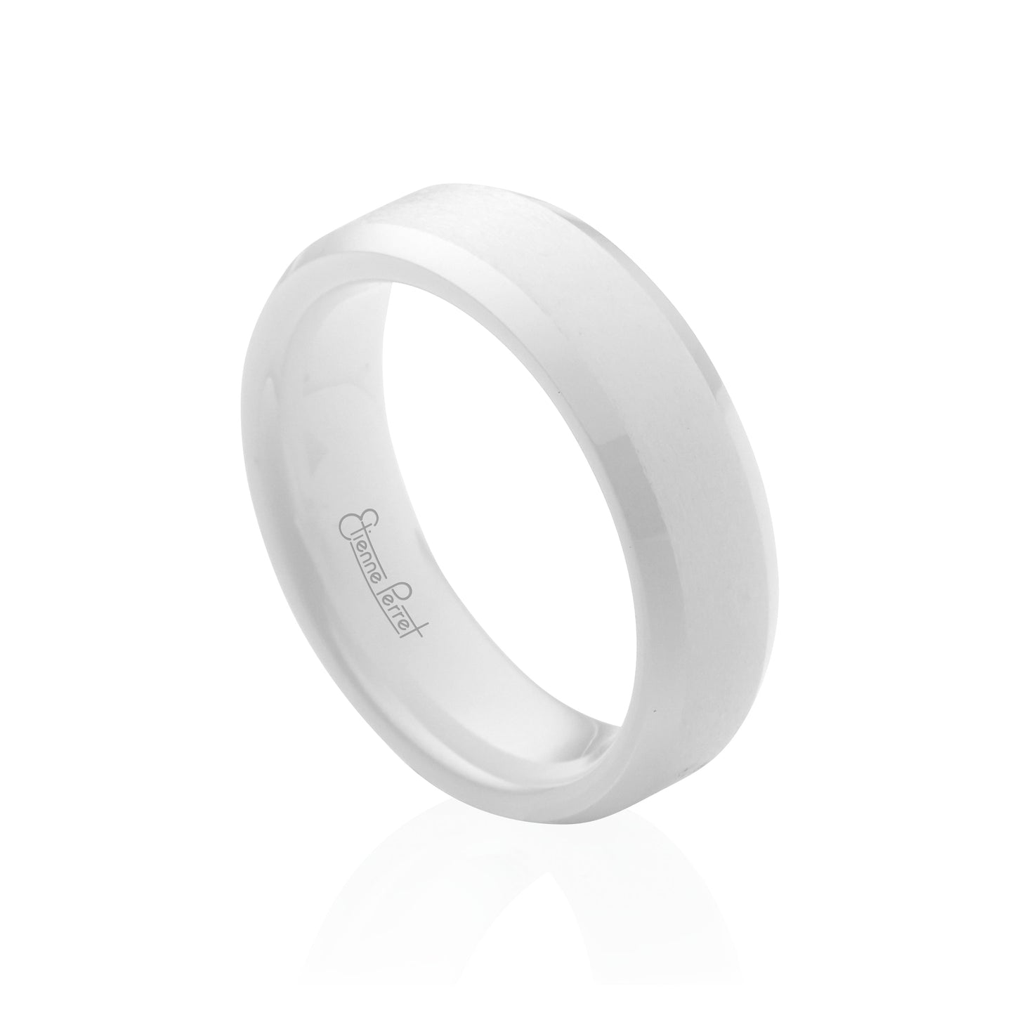White Gem Ceramic Bevel Edge Band 6mm