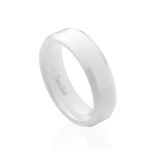White Gem Ceramic Bevel Edge Band 6mm