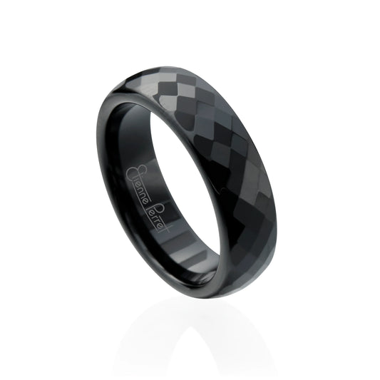 Black Gem Ceramic Faceted Band 6mm