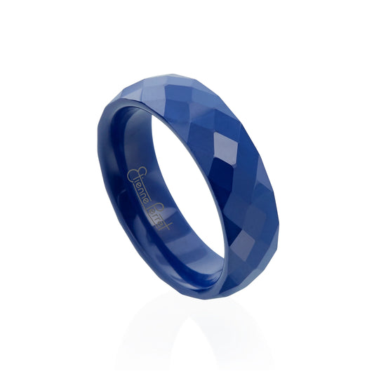 Blue Gem Ceramic Faceted Band 6mm