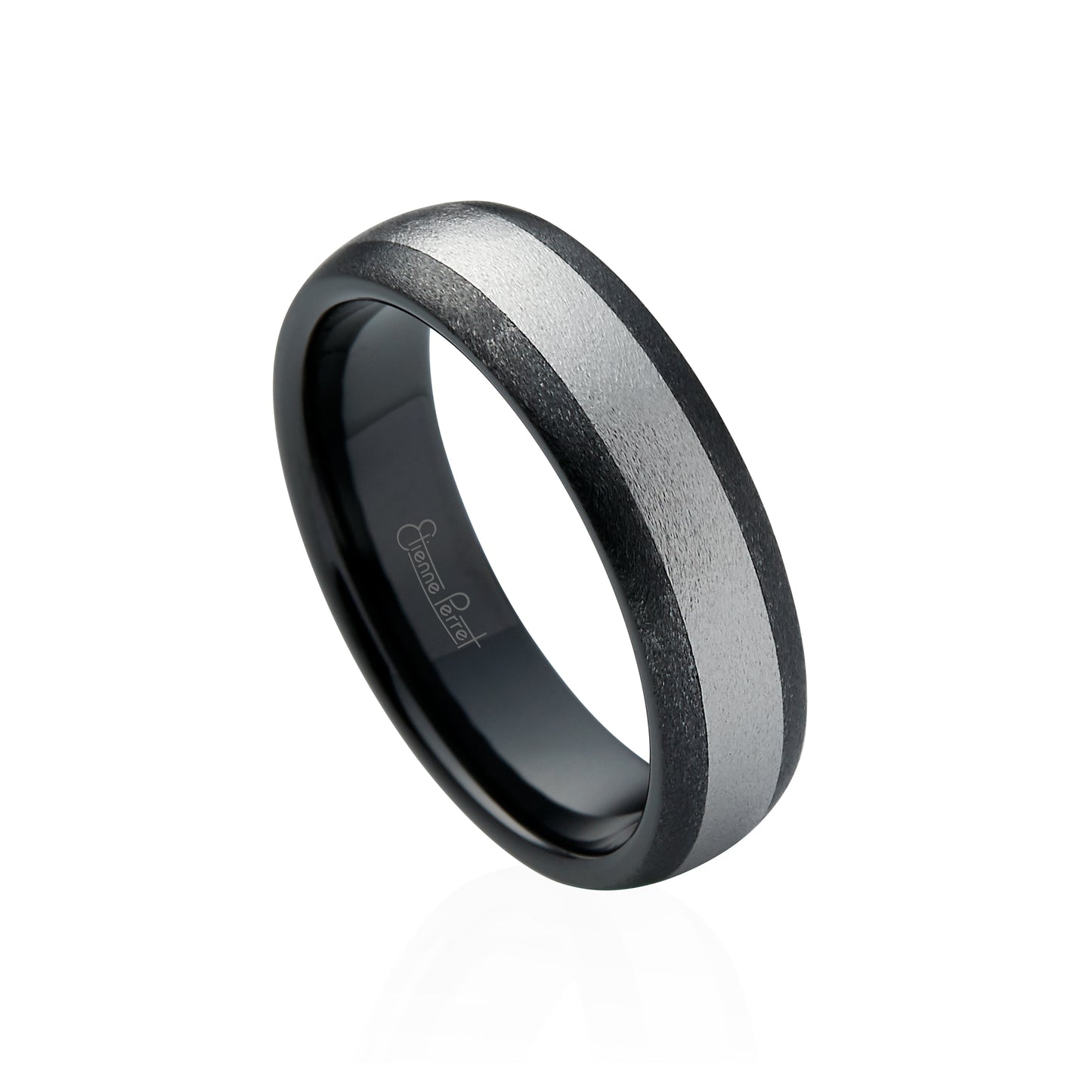 Black Gem Ceramic with Cobalt Chrome Inlay Band 6mm