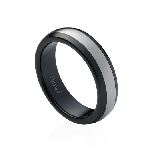 Black Gem Ceramic with Cobalt Chrome Inlay Band 6mm