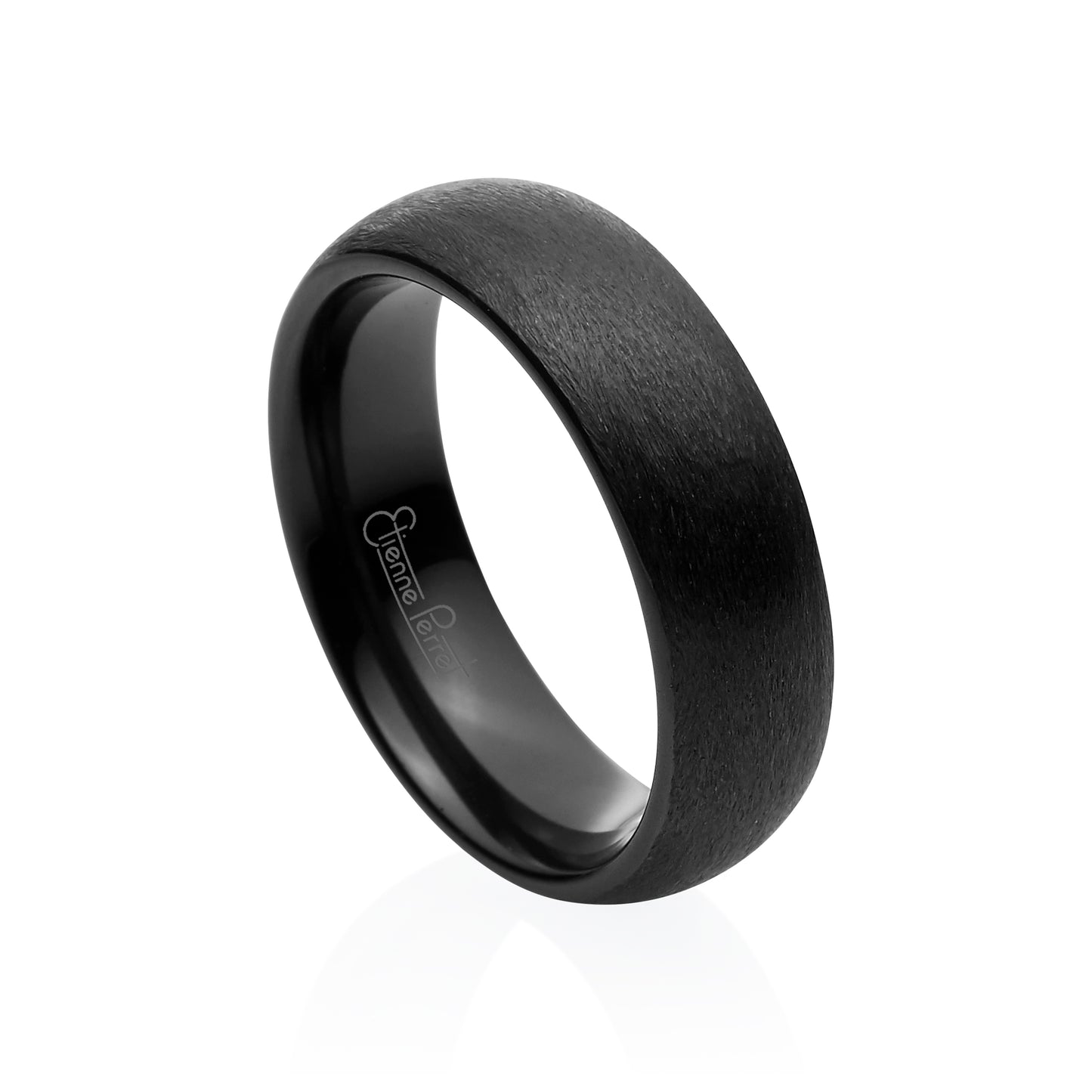 Black Gem Ceramic Dome Band 6mm