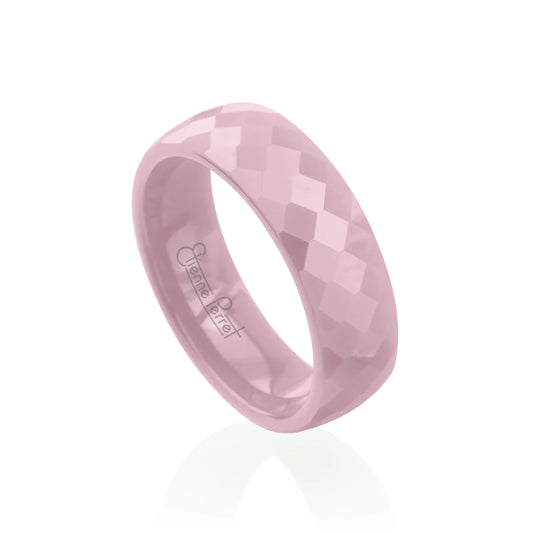 Pink Gem Ceramic Faceted Band 6mm